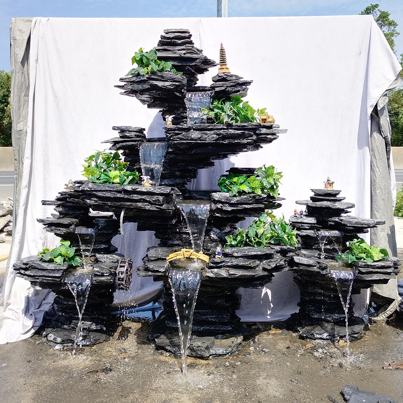 Large Natural Stone Rockery Fish Pond Water Feature Ornaments Waterfall Flowing Water Fountain Landscaping Courtyard Balcony Natural Stone Decoration