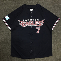 Japanese baseball uniform short-sleeved mens and womens American letter loose cardigan T-shirt breathable jersey hiphop T-shirt trendy clothing