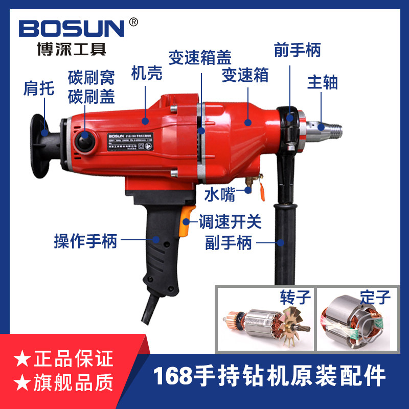 Boshen 168 RIG ACCESSORIES PARTS ROTOR STATOR SWITCH CARBON BRUSH HOUSING GEARBOX VICE HANDLE WATER NOZZLE BEARINGS