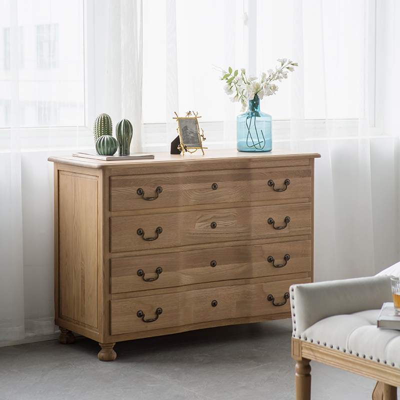 Export American Oak Four-Closet Bedroom TV Cabinet Solid Wood Locker Retro-European Locker Nostalgia