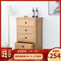 Imported oak bedroom vintage old Nordic French American country light luxury four bucket side cabinet lockers original solid wood