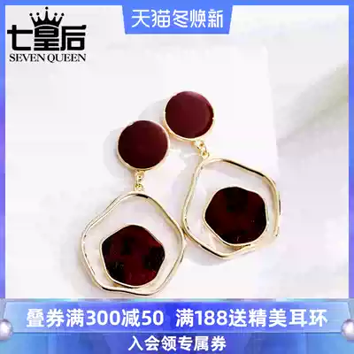 Exaggerated atmospheric wine red earrings female temperament retro new fashion atmospheric banquet irregular original design