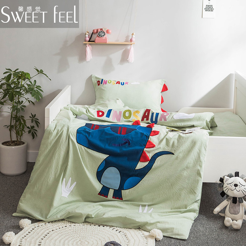 Kindergarten quilt three-piece set cotton children into the kindergarten nap six-piece set baby cotton baby futon Lyocell