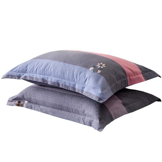 简约纯棉枕套加厚磨毛单人枕芯套48x74成人100%全棉枕头套一对装