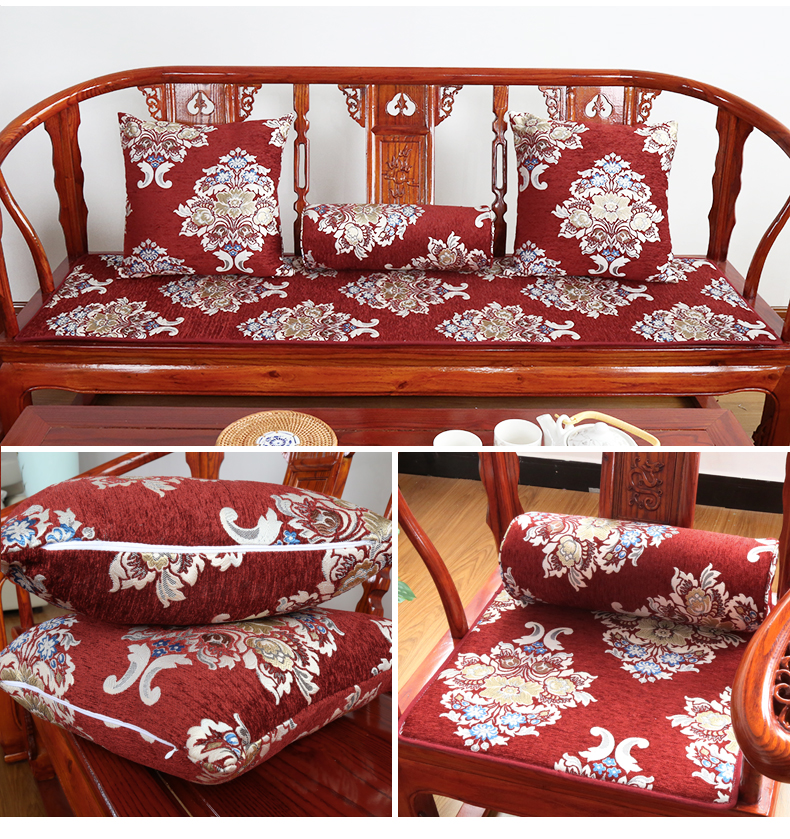 Bốn mùa sofa đệm vải sofa đệm mùa thu và mùa đông chống trượt rắn gỗ sofa đệm ba Trung Quốc đệm sofa nệm lót ghế ngồi