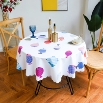Nordic PVC large round table tablecloth fabric mat waterproof anti-hot oil-proof disposable small round table cotton linen hipster