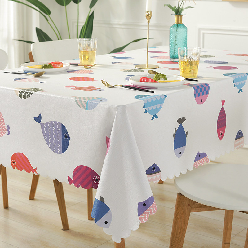 pvc table cloth art tea table cloth waterproof and anti-burn, oil-free, rectangular home cotton linen and little fresh