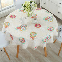Large round table mat small round table cloth waterproof anti-hot oil-proof disposable cotton linen hipster simple table cloth