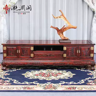 Mahogany TV cabinet Indonesian black acid branch four-door two-drawer TV cabinet broadleaf yellow sandalwood TV cabinet Chinese solid wood cabinet
