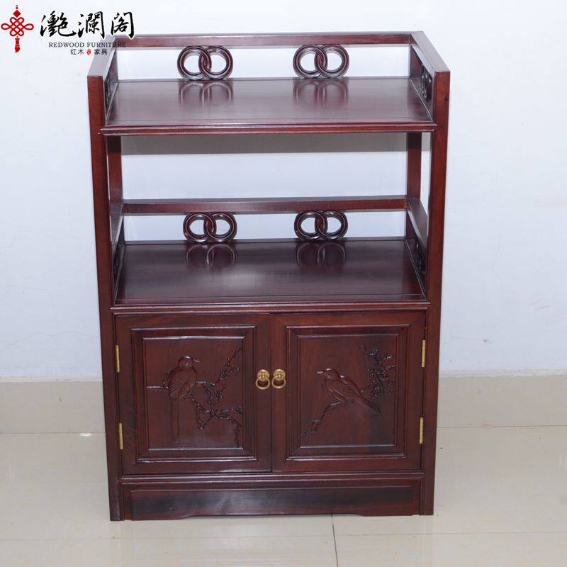 Red Wood Tea Water Cabinet African Acid Branches Solid Wood Tea Water Rack Dining Cabinet Chinese Antique Small Tea Table Containing Cabinet