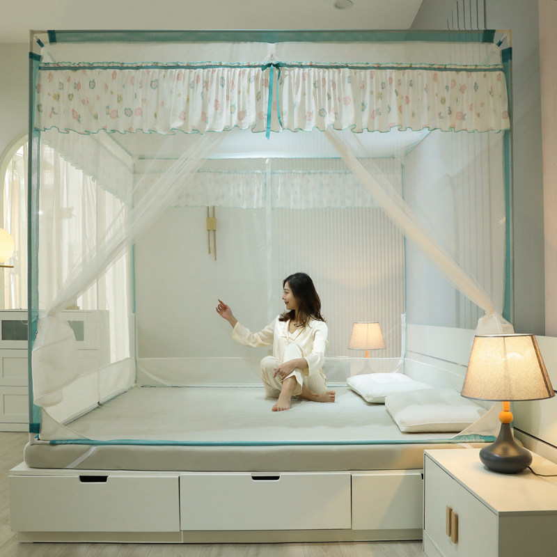 Home mosquito net dust-proof top cloth Child anti-fall Laced Tee type Three-door mosquito net Sub Mongolia bag convenient to unpack and wash new