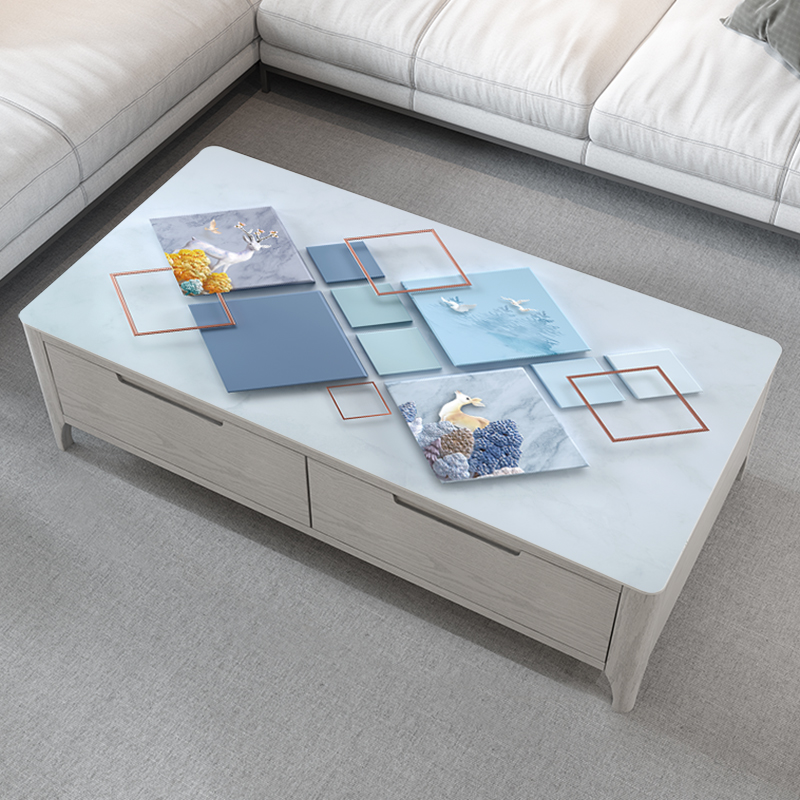 Net red 3D tea tablecloth simple tablecloth waterproof oilproof no-wash anti-hot PVC soft glass living room dining table mat