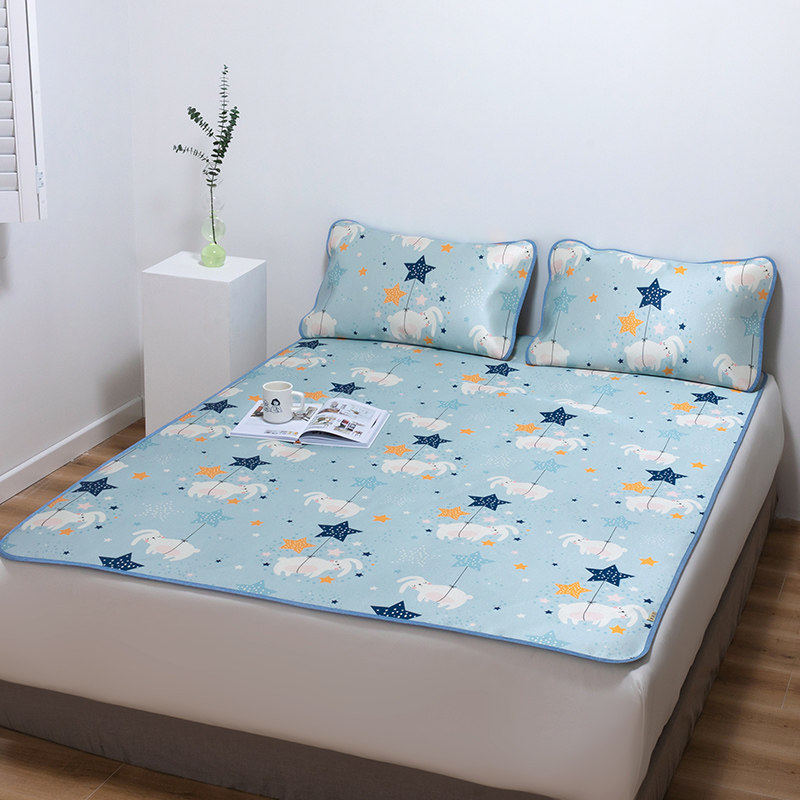 Children's washable ice silk mat three-piece summer 1 5-meter folding summer student dormitory single mat 1 2