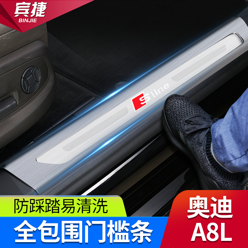 Suitable for 18-22 Audi new A8L windward pedal threshold bar Anti-kick anti-dirty protection Interior Special retrofit