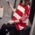 Áo len chị em béo cộng với phân bón XL của phụ nữ mùa thu và mùa đông mới 200 pounds chất béo mỏng mm áo len sọc mỏng áo sweater nữ Cộng với kích thước quần áo