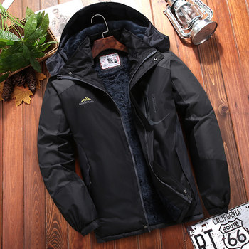 Add velvet thickened winter waterproof cotton coat for men to keep warm and cold