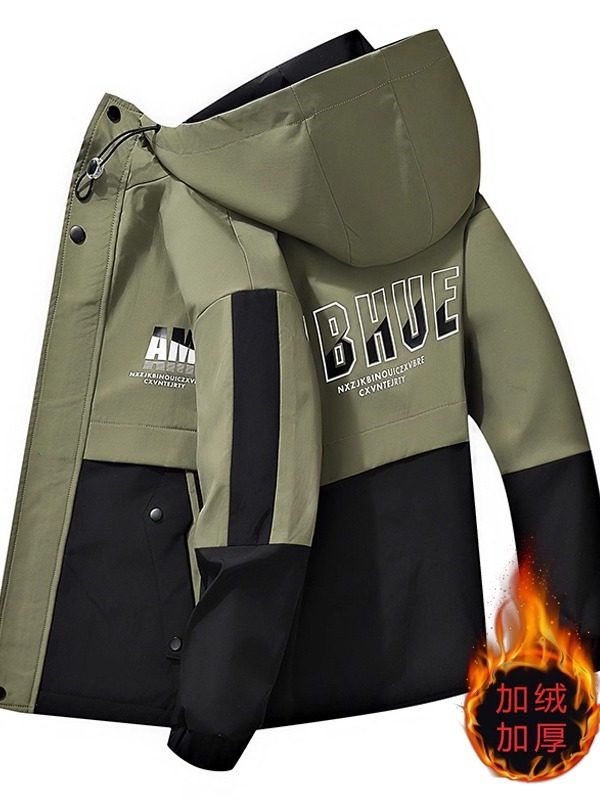 Fleece-Lined and Thickened Men's Jacket, Autumn and Winter Trendy Korean Style Workwear Jacket, Warm Men's Clothing for Teenagers and Students