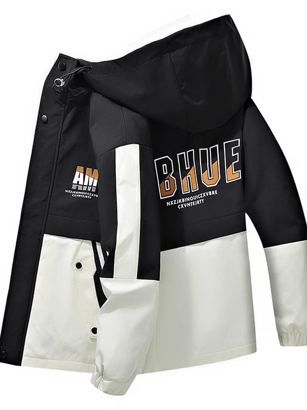 Spring and Autumn Men's Jacket Trendy Korean Style Workwear Hooded Jacket Men's Casual Thin Loose Windbreaker Men's Coat