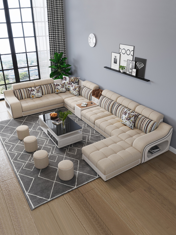 2022 new fabric sofa living room combination set simple modern large apartment Nordic technology cloth latex wash-free
