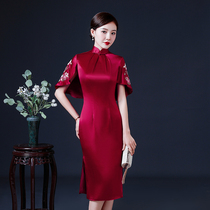 Xi mother-in-law wedding wedding wedding mother dress dress female young banquet temperament high-end acetic acid embroidered dress