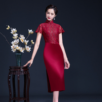 Retro improved fashion mother cheongsam high-end wedding happy mother-in-law mother-in-law party dress dress dress 2021 new summer