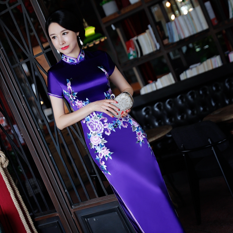 Elegant retro cheongsam, elite rostometer, suit, Chinese style, for catwalk
