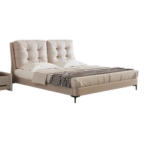 Mousse flagship store bed master bedroom leather bed modern simple double bed light luxury bedroom high-end atmospheric soft bed