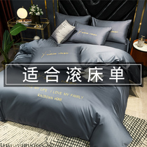 Washed cotton light luxury bed four-piece set ins Nordic style bedding set Embroidered duvet cover sheets Fitted sheet three-piece set 4