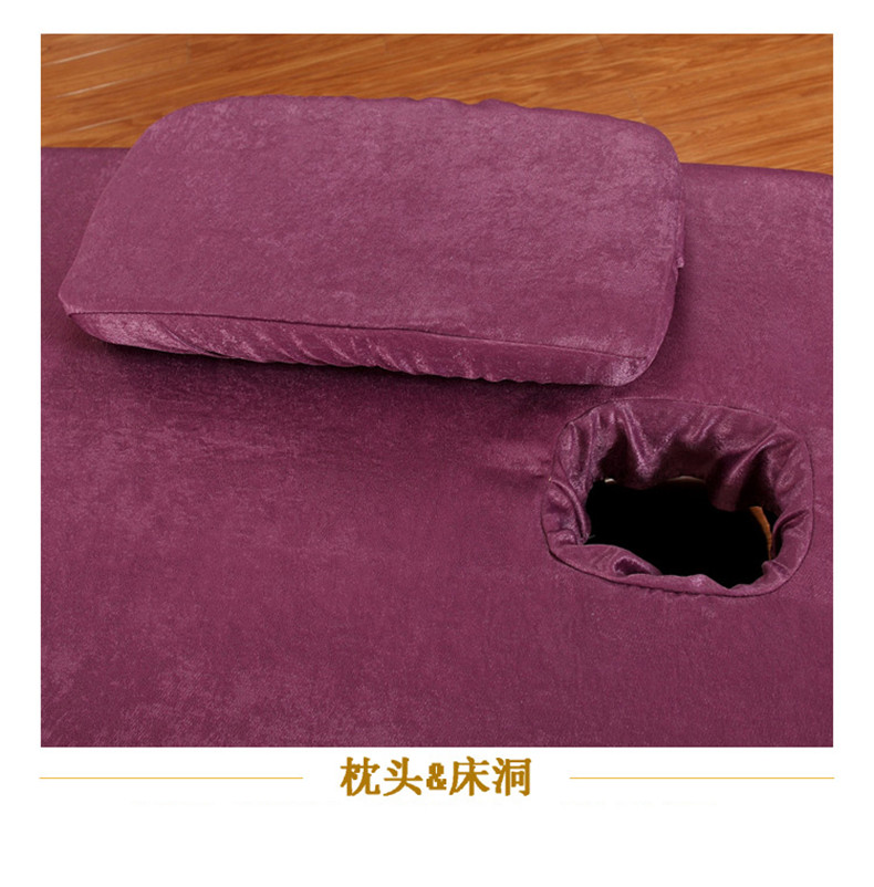 Nhung gai dầu massage giường bao gồm bốn bộ thẩm mỹ viện SPA màu xanh đậm AB phiên bản màu rắn cơ thể massage vật lý trị liệu giường giường ga trải giường spa