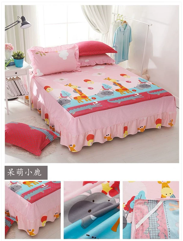 Bông bedspread giường váy một mảnh vỏ bảo vệ 1,5 / 1,8 m tấm trượt phim hoạt hình bông trẻ em giường của - Váy Petti váy giường đẹp	