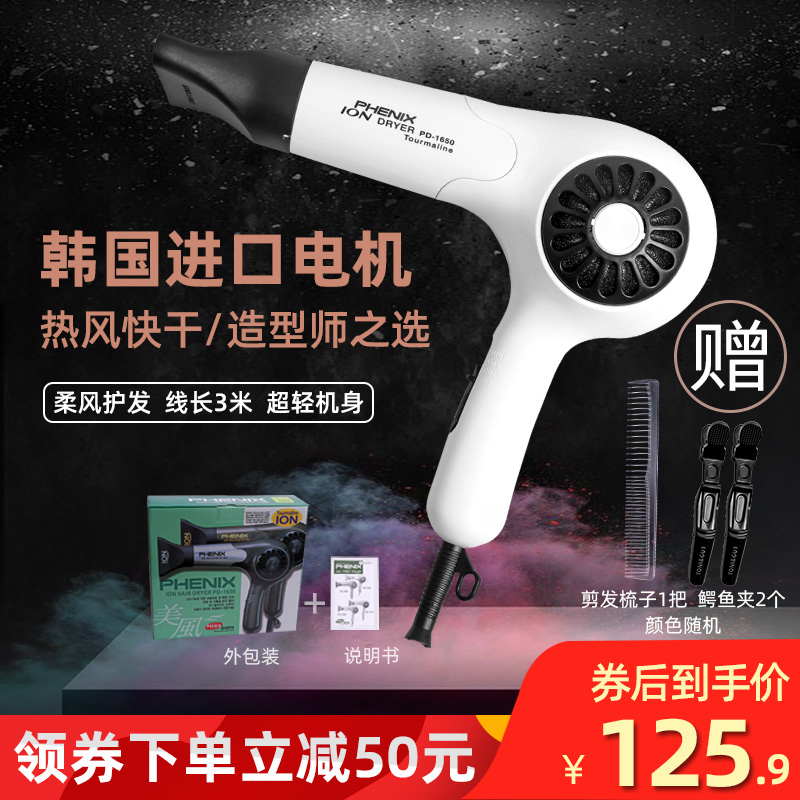 Korean hair dryer Hair salon special household hair care hair dryer Student dormitory silent anion small modeling motor