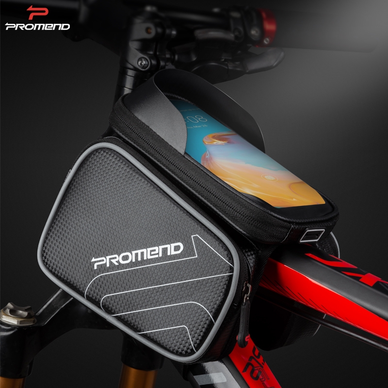 promend Mountain bike upper tube saddle bag Front bag with mobile phone bag Riding equipment Bicycle beam bag