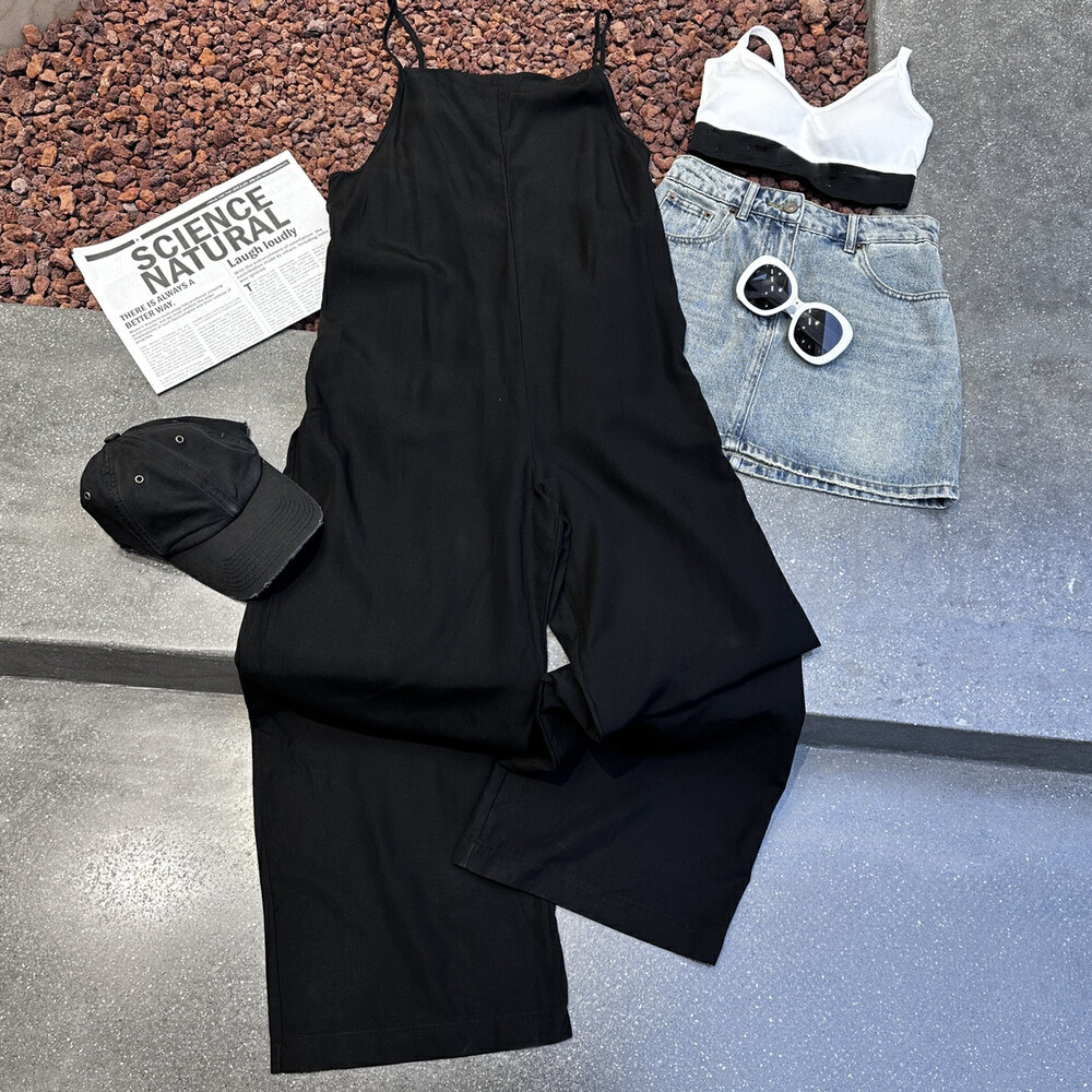 Боди/брюки 原创高级感百搭连体裤女细肩带背带裤 薄款可调节棉感休闲阔腿裤