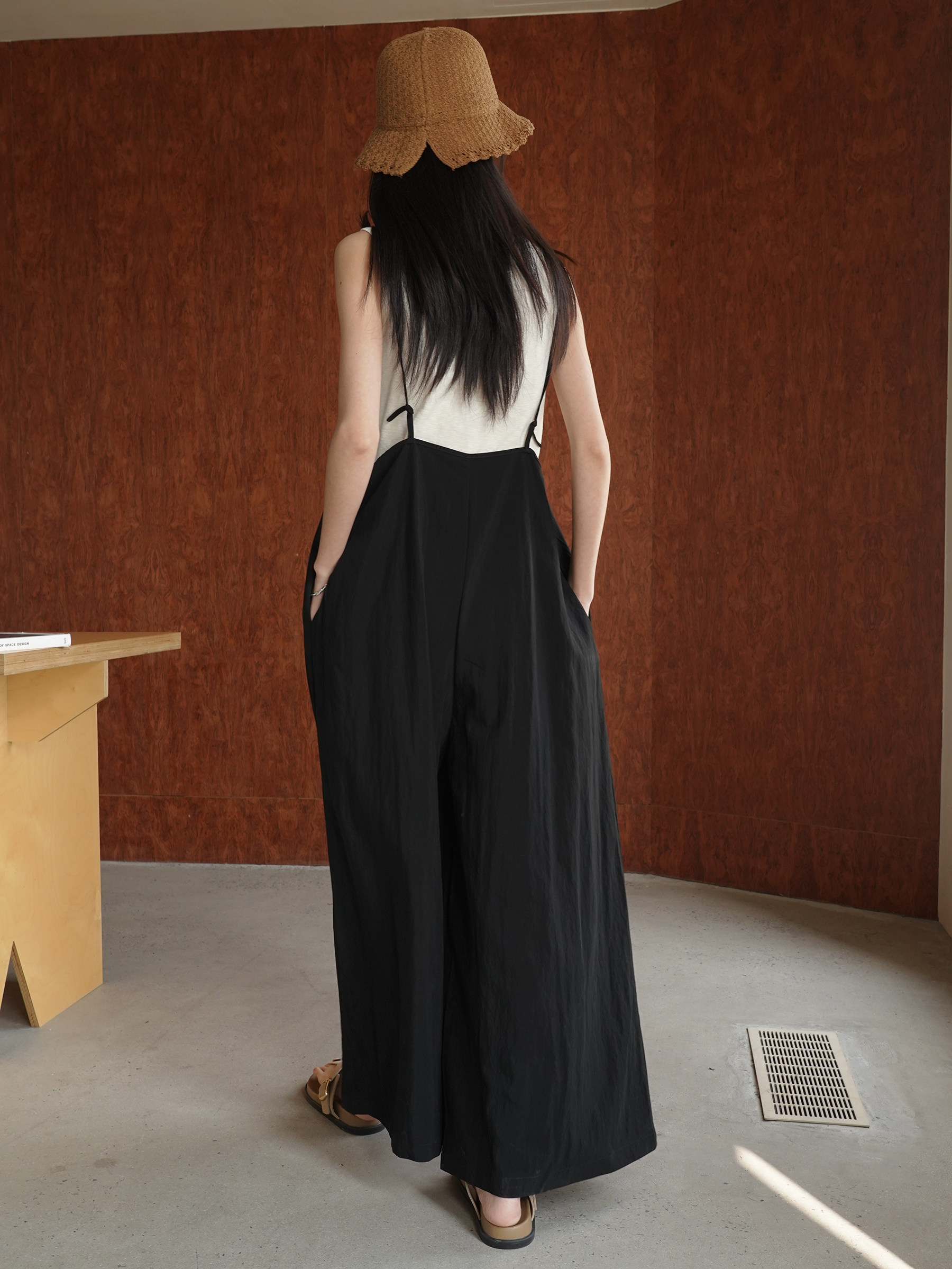 Боди/брюки 原创高级感百搭连体裤女细肩带背带裤 薄款可调节棉感休闲阔腿裤