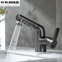 Taipei pull pull tap cold and hot household wash basin full copper black basin basin gold wash hand nozzle