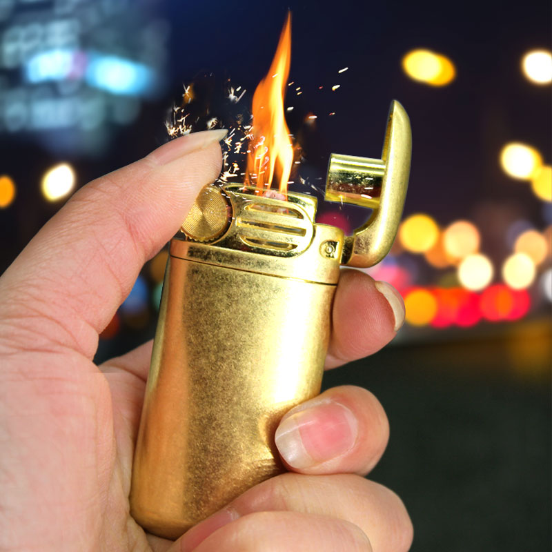 Sulogen Copper Rolls Flowers Kerosene Lighter Creative Personality Tide Man Old Grinding Wheel Clear Fire Refueling Lighter