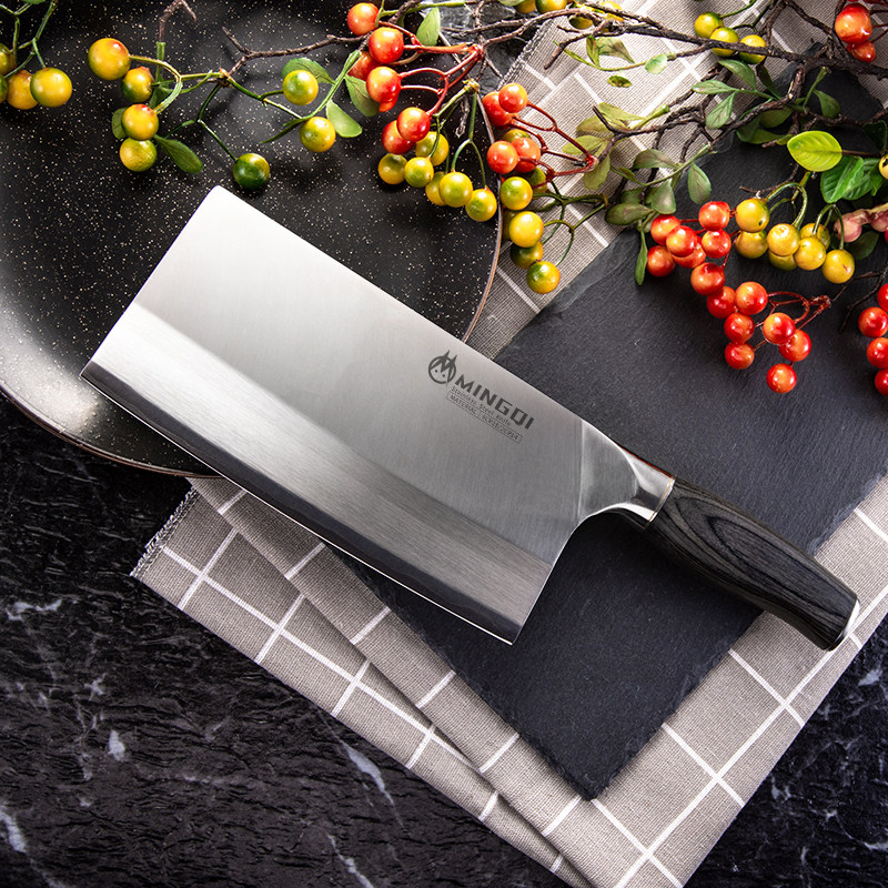 High Hardness Kitchen Knife Mulberry Knife 9Cr Trialloy Steel Slice Chopped Chop Bone Wood Handle Main Kitchen Knife House Commercial Cut Meat Foreign Trade