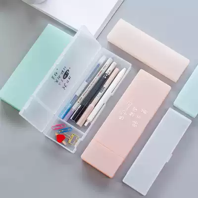 Creative simple hipster stationery box female primary school students transparent plastic frosted pen bag size and small capacity pencil bag