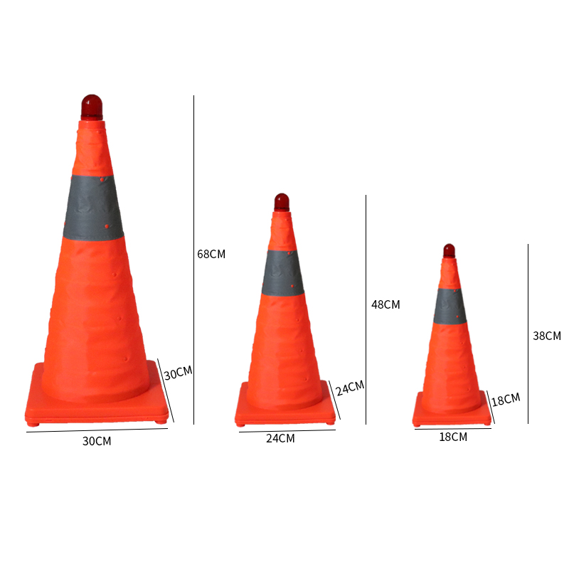 Reflective cone high-bright roadblock reflective cone plastic traffic safety alert road cone facility scaling with warning lamp ahead
