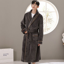 Sleepwear Male Autumn Winter Flannel Thickened long Coral Suede Sleeping Gown Gush Warm Bath Clothes Mens Bathrobe Spring Autumn