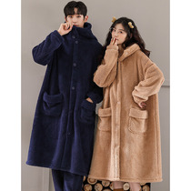 Couples pyjamas winter coral suede sleepwear womens length plus suede thickened autumn and winter flange suede bathrobe mens home clothes