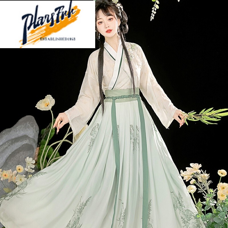 Ancient Costume from the Song Dynasty, Song-Style Guzheng Performance Outfit, Chinese Style Spring and Autumn Model, Junior High School Student Dress, Girl's Hanfu