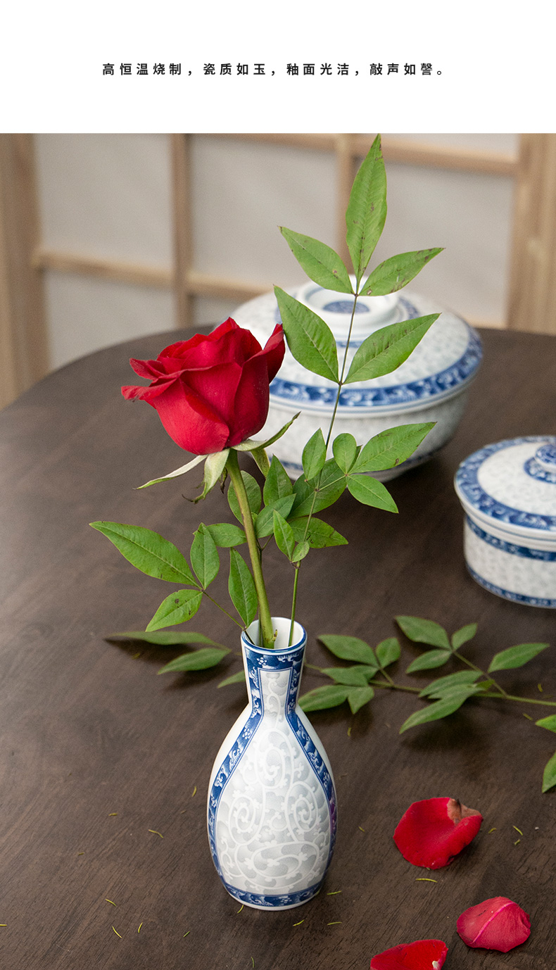 Meinung'm under the glaze color Chesapeake porcelain wind household classic blue and white porcelain imitation Ming and the qing ceramic bottle flower arranging flower bottle vessels