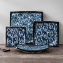 Mei thick burning Japanese plate dish household sushi plate creative Net red tray rectangular Japanese breakfast plate