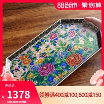 Japan imported Kutani-yaki brocade painted peony pattern large plate gift box gorgeous court style ceramic gift