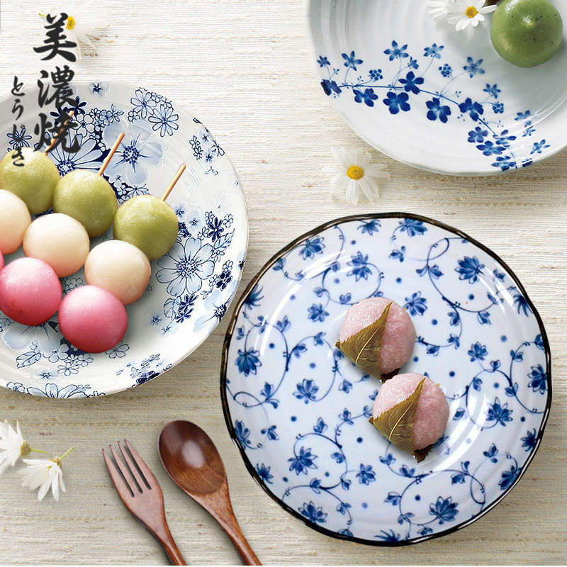 Beauty Thick Burn Day Style Ceramic Flat Pan 8 Inch Large Plate Dish Home Dish Snack Western Dining Tray Creative Cutlery