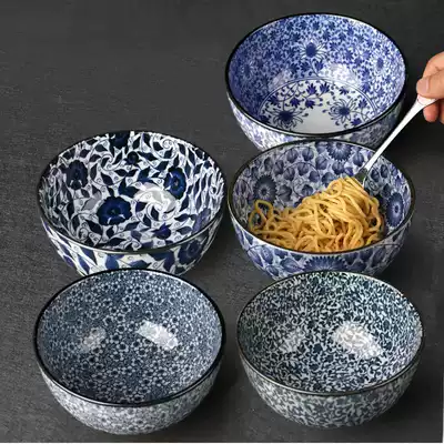 Meitongyaki Japanese imported blue and white porcelain tableware beef noodle bowl home Japanese ramen bowl 6 inch large soup bowl