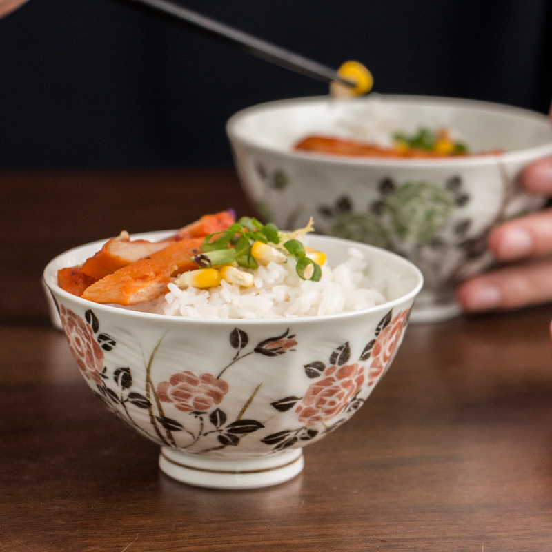 Japanese contracted ceramics high against the hot hand small and pure and fresh household two lovers set bowl rice bowls