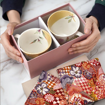 Mei thick burning Japanese ceramic Mark Cup gift box simple cup with coaster couple home Cup