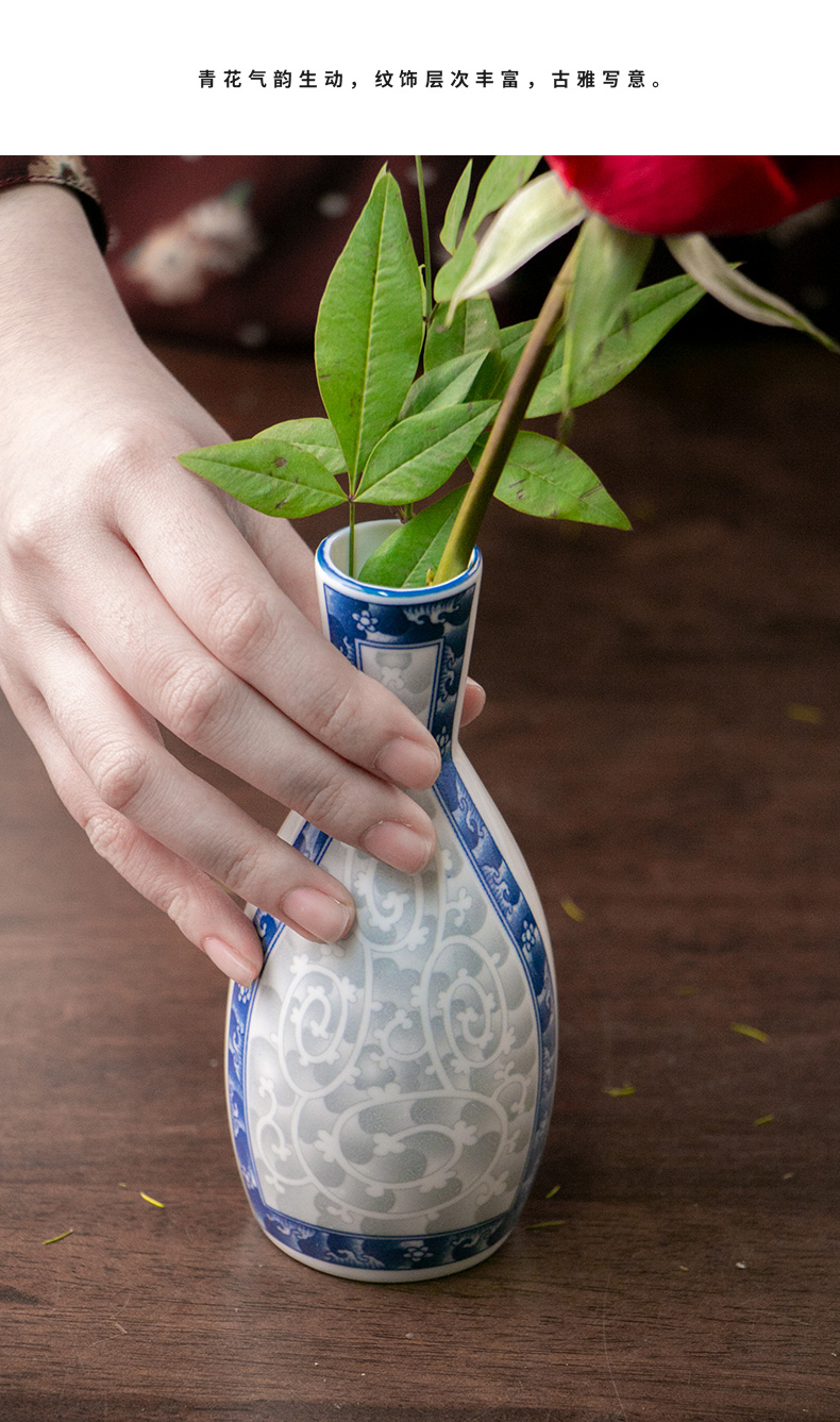 Meinung'm under the glaze color Chesapeake porcelain wind household classic blue and white porcelain imitation Ming and the qing ceramic bottle flower arranging flower bottle vessels